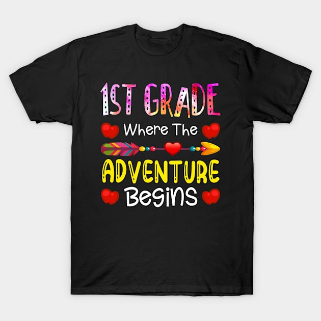 Kids First Grade Where The Adventure Begins Cute Gift T-Shirt by schirmerbas